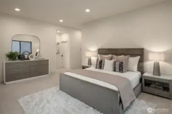 Designer primary suite with 5 piece bath