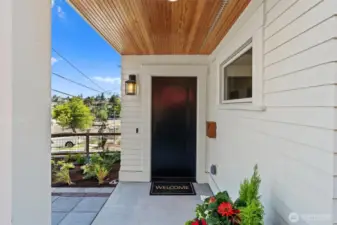 Covered entry offers protection from the elements.