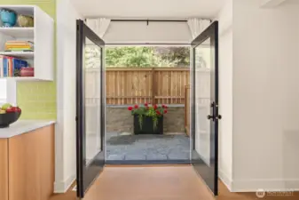 You'll love the chic and functional French doors out to the gate and fenced patio and yard areas. Private and just enough size to create an urban oasis while still maintaining a low maintenance functionality....