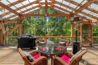 Spacious deck with river and mountain views
