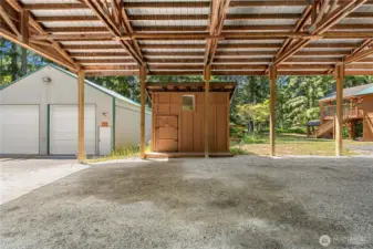 Shop, outbuildings, and carport