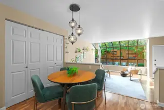 Eating area that over looks living space and private patio. Do not miss pantry!