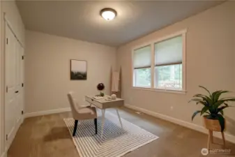 The versatile Bedroom 3 off the foyer can also serve as an office or formal dining room.