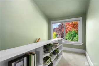 Upstairs hallway and book shelves