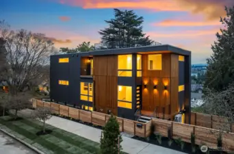 Elevated modern by Topography Homes with views of Greenlake and The Cascades.