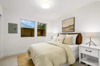 Basement bedroom within the ADU.