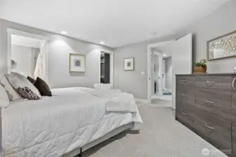 Master bedroom with King size bed.