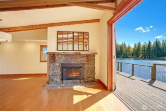 Gas Fireplace w/ Stylish Lakefront Deck Access~