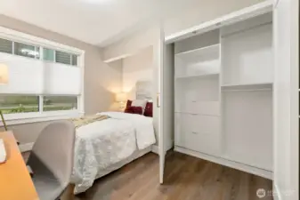 Third bedroom or office space with smart built-in closets