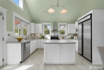 South and west-facing windows, stainless steele appliances, this is the kitchen that is a joy to work and entertain in.