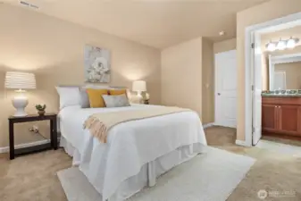 The primary bedroom with attached bath.