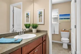 The upstairs hall bath.
