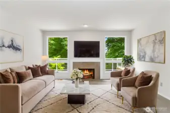 Open formal living - virtually staged