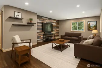 Virtually Staged Upstairs TV Room