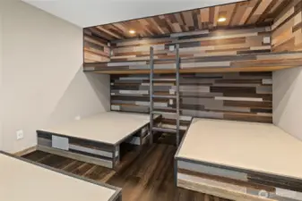 Notice the storage!  More of the custom wood plank walls.