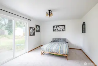 Make this room whatever you want it to be! it's located on the main floor, just past the kitchen. And as you can see, it has a sliding glass door, providing access to the back yard.