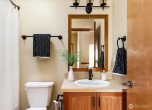 Guest bath on the main floor allows for easy access while entertaining.