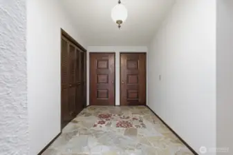 Foyer with stone flooring,