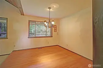 Closer view of formal dining room.