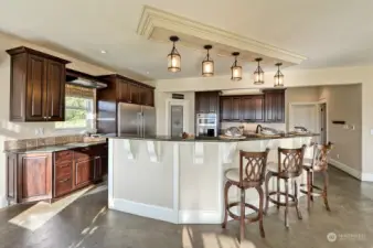 large kitchen island with dining counter bar height