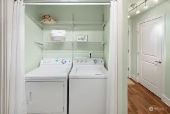 Full size washer & dryer plus additional storage area