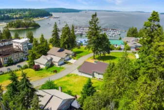 The house is at the bottom left corner. The Port Hadlock Marina, the School of Wooden Boats and So. Port Townsend Bay are in the background.  Stunning place to live!