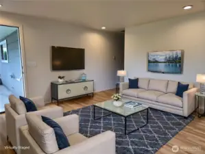 virtually staged photo of living room.