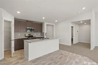 Dining, Kitchen and Living Area