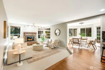 The cozy family room invites relaxation and connection.