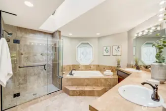 Spa-inspired 5-piece bath with a jetted tub, abundant natural light, and a private retreat provide the perfect space to unwind after a busy day.