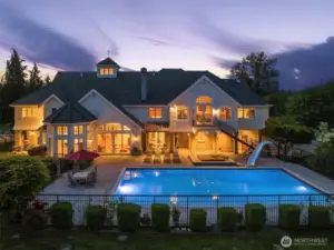 Sparking in-ground pool with auto cover is the perfect finishing touch to this one of kind Estate