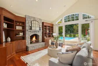 Double slider doors to pool