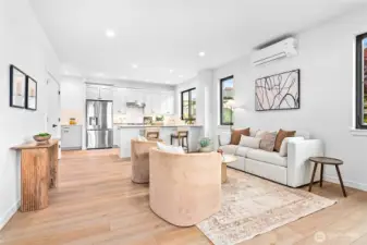 Ductless mini split provides AC and heat.