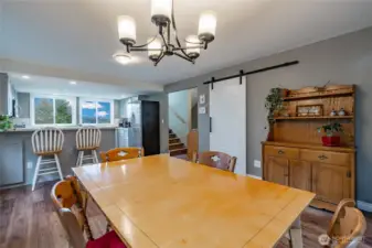 Large walk-in pantry behind the barn door