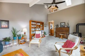 Living room warmed by the gas fireplace