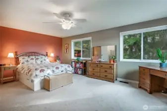 Extra-large primary suite tucked in the trees