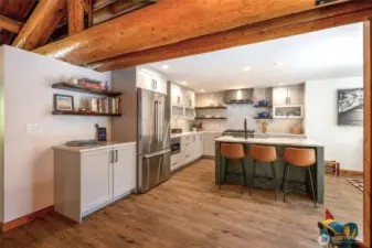 Gourmet kitchen with island.