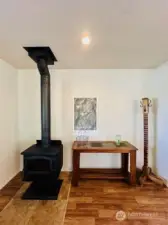 Entry with woodstove