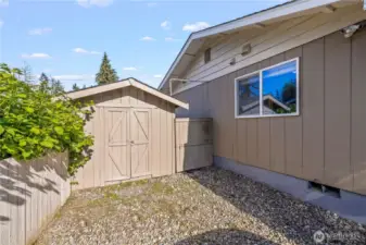 RV and Boat Storage Area, with a shed with storage.