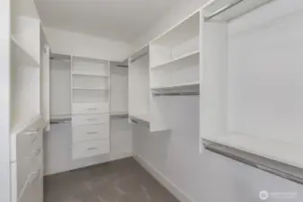 The primary beroom walk in closet.