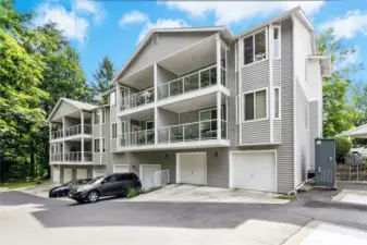 Back of building garage on far right.