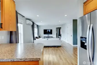 Kitchen looking to living room.
