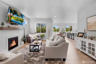 Main living area with gas fireplace