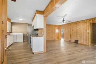 Kitchen and open living space.