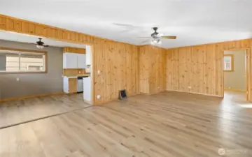 Spacious living with open dining concept.