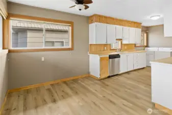 Kitchen with dining space.