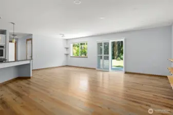 Slider to patio, with custom shutters.