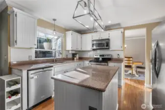 Large kitchen island, with lots of cabinet storage