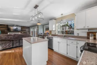 Spacious Kitchen opens up to family room