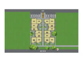 The site plan for Lotus II illustrates the thoughtfully arranged layout of the community, ensuring each townhome benefits from optimal light, privacy, and green space. Embrace modern living in this carefully crafted urban oasis in Whittier Heights.